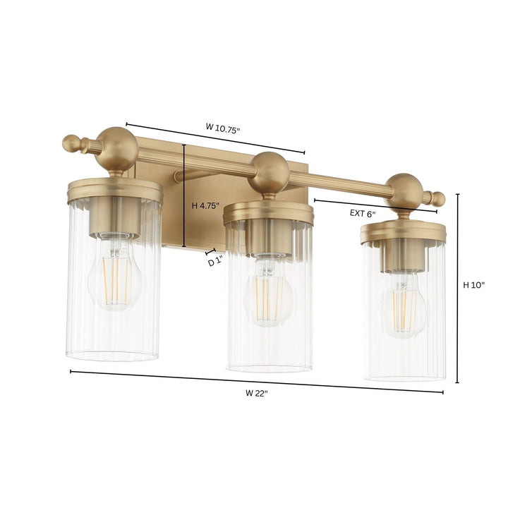 Lee Blvd 3Lt Vanity - Aged Brass by Quorum