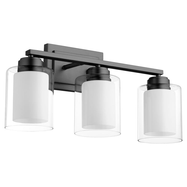 Cameron 3Lt Clr / Opal Vnty - Matte Black by Quorum