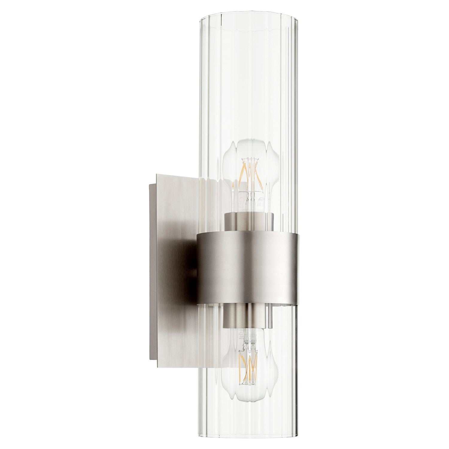 Clr/Fluted 2Lt Wall Mount -Satin Nickel by Quorum