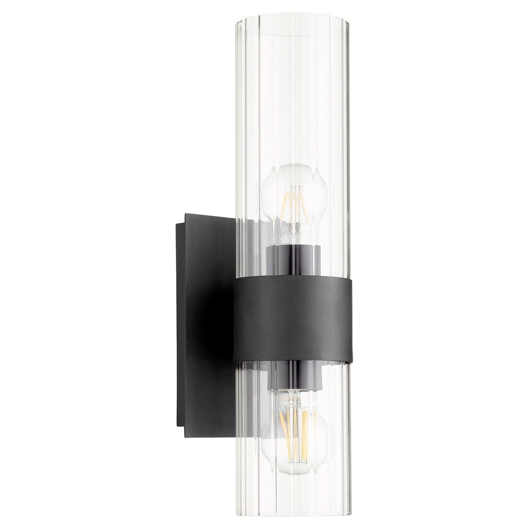 Clr/Fluted 2Lt Wall Mount- Textured Black by Quorum