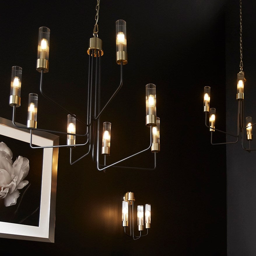 Helix 3Lt Wall Mount - Textured Black/Aged Brass