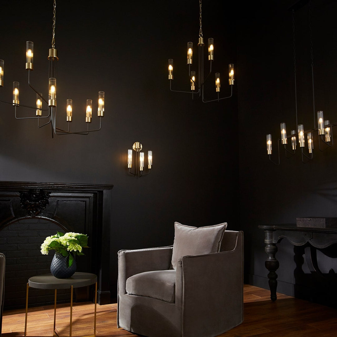 Helix 3Lt Wall Mount - Textured Black/Aged Brass