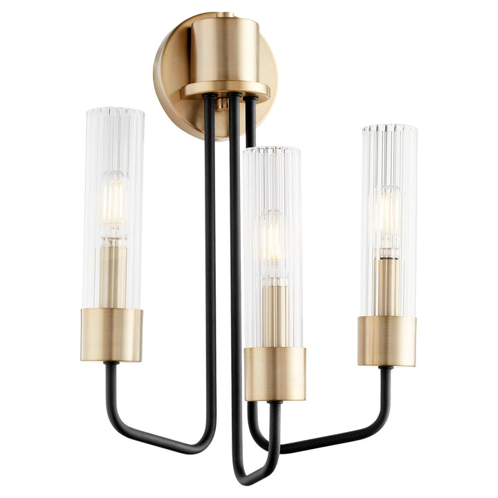 Helix 3Lt Wall Mount - Textured Black/Aged Brass