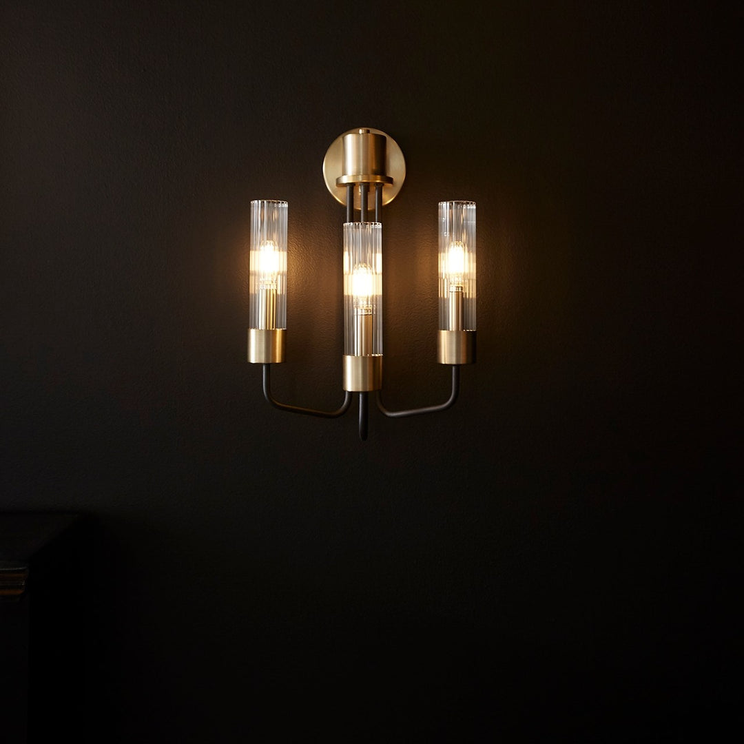 Helix 3Lt Wall Mount - Textured Black/Aged Brass