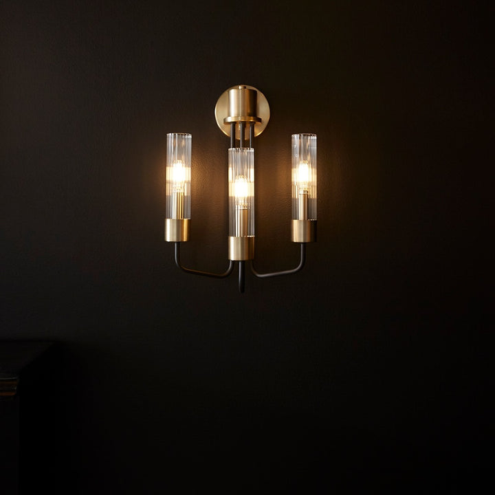 Helix 3Lt Wall Mount - Textured Black/Aged Brass