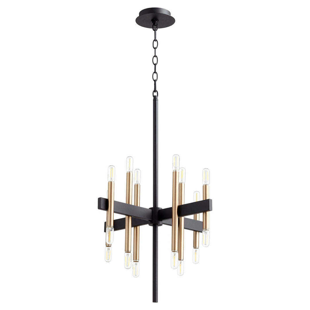 Luxe 16Lt Chand - Textured Black/Aged Brass by Quorum