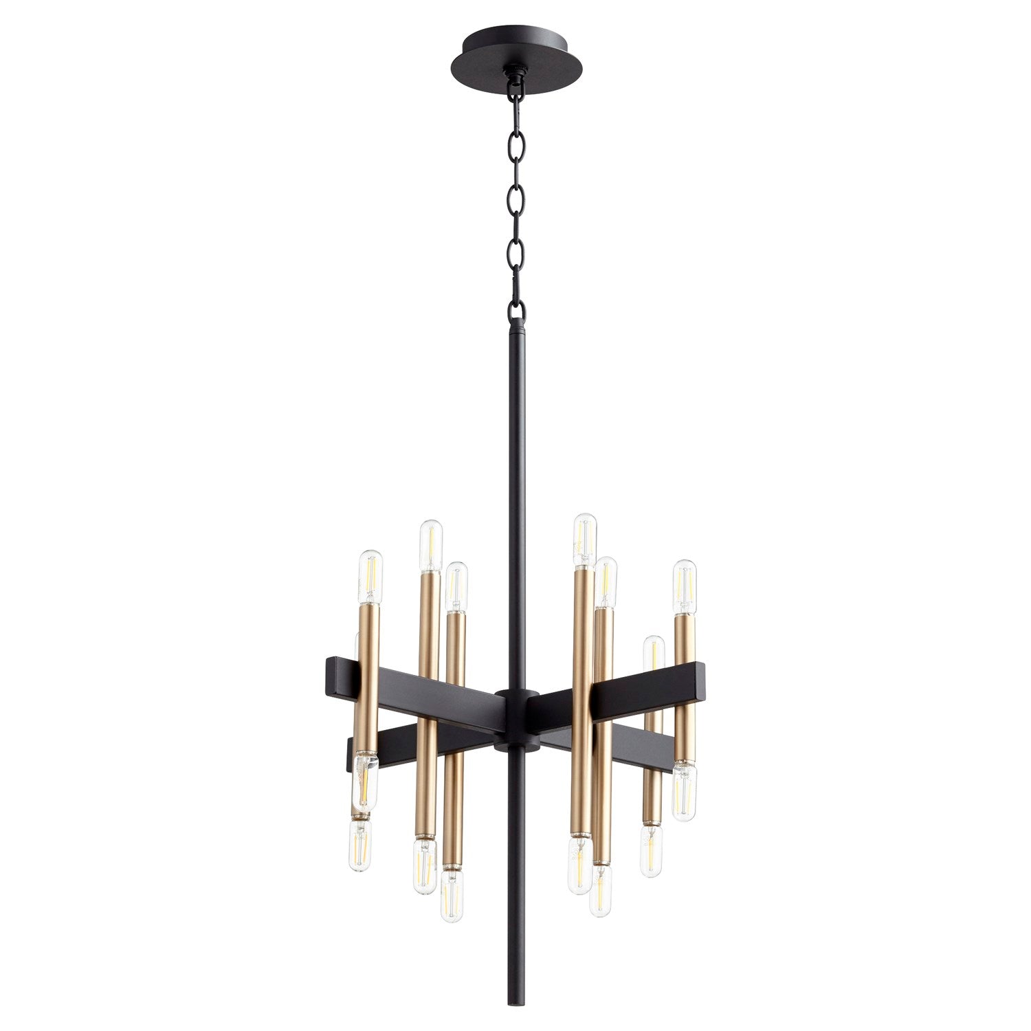 Luxe 16Lt Chand - Textured Black/Aged Brass by Quorum