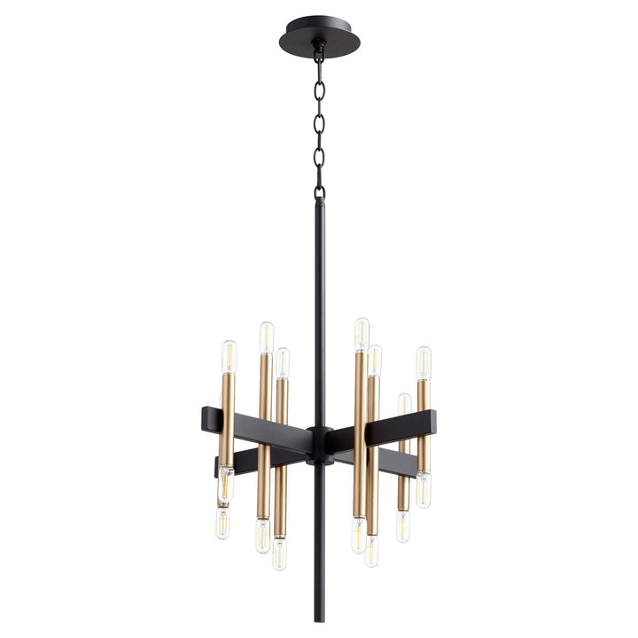 Luxe 16Lt Chand - Textured Black/Aged Brass by Quorum