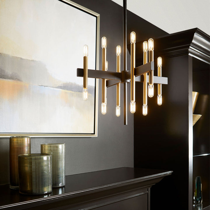 Luxe 16Lt Chand - Textured Black/Aged Brass