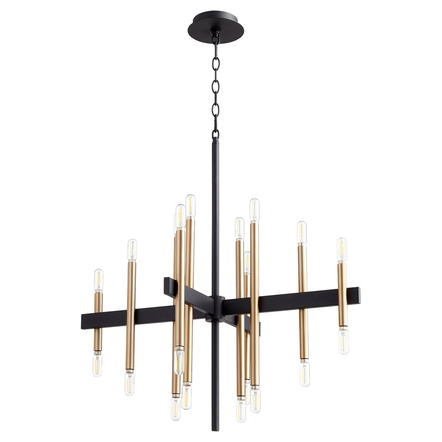 Luxe 20Lt Chand -Textured Black/Aged Brass by Quorum