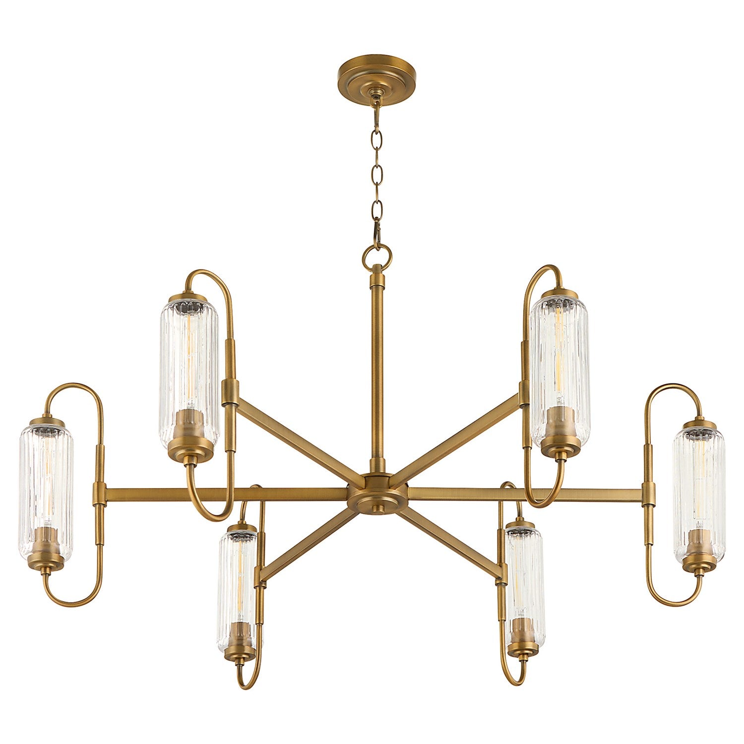 Whiteitmire 6Lt Chandelier - Brushed Brass
