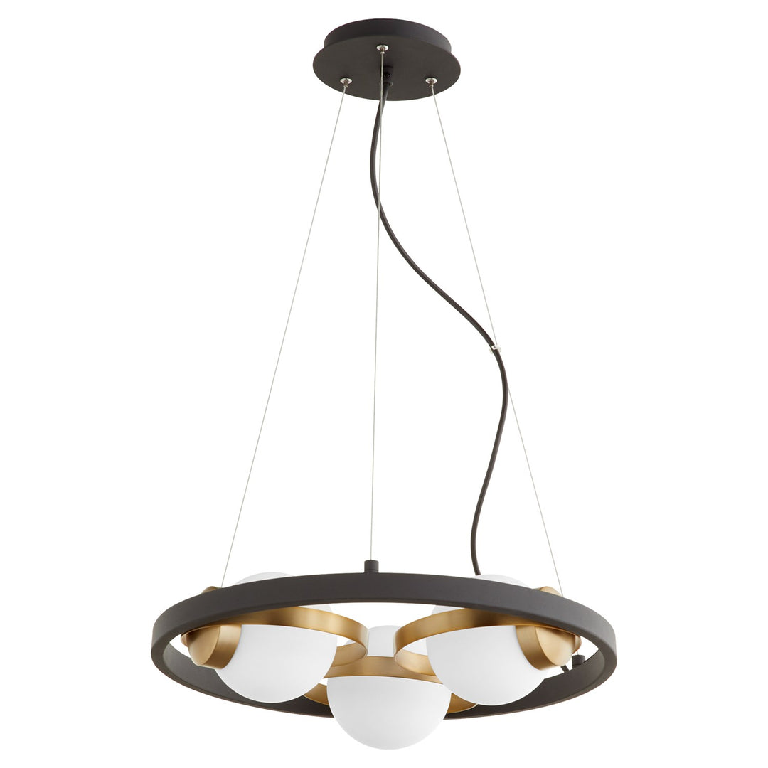 Nimatte Blackus 3Lt Chand -Textured Black/Aged Brass by Quorum