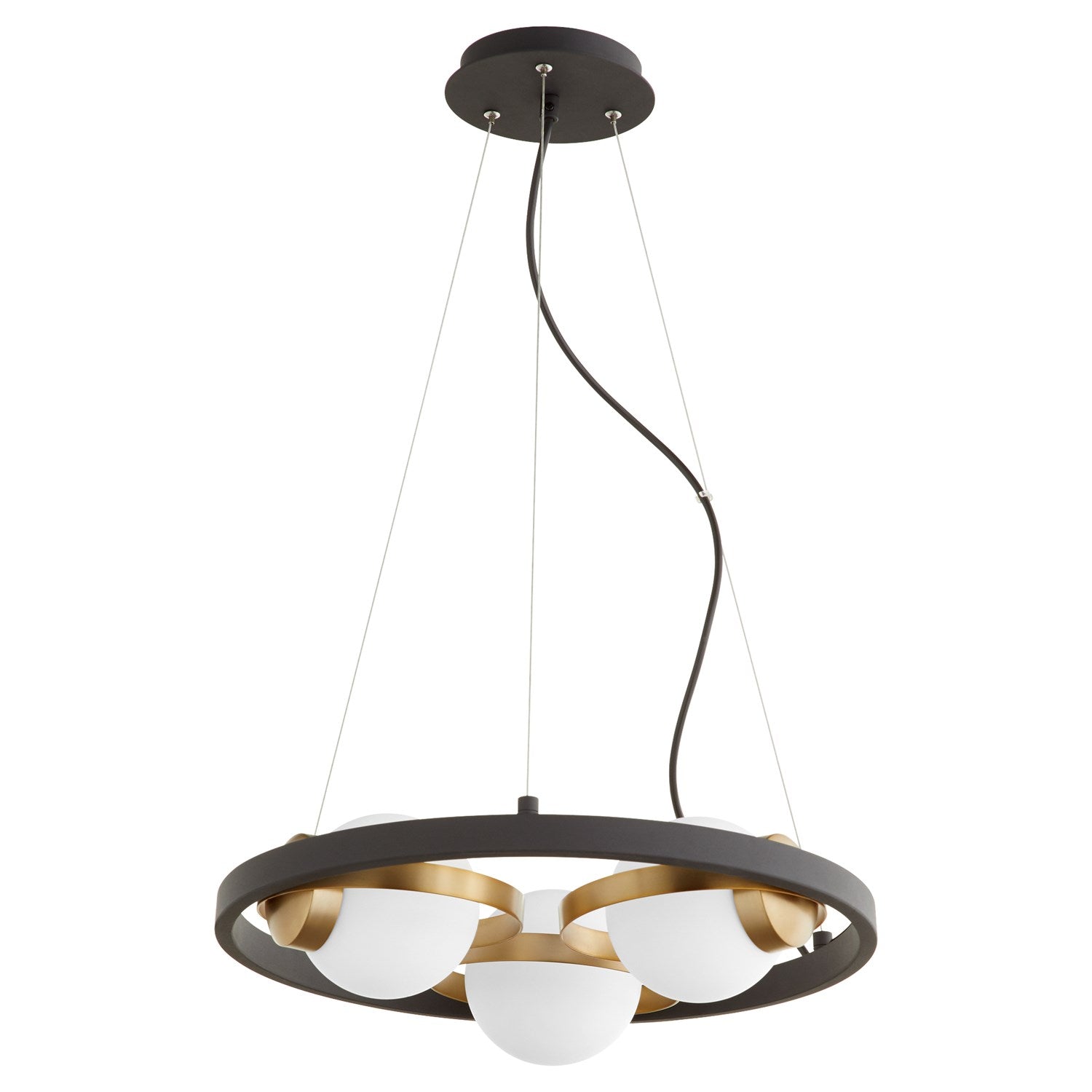 Nimatte Blackus 3Lt Chand -Textured Black/Aged Brass by Quorum