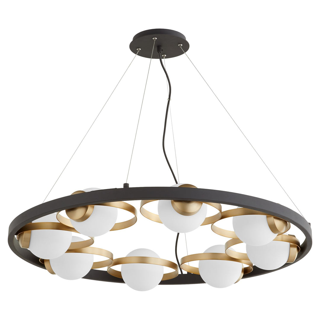 Nimatte Blackus 8Lt Chand -Textured Black/Aged Brass by Quorum