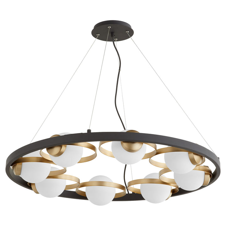Nimatte Blackus 8Lt Chand -Textured Black/Aged Brass by Quorum