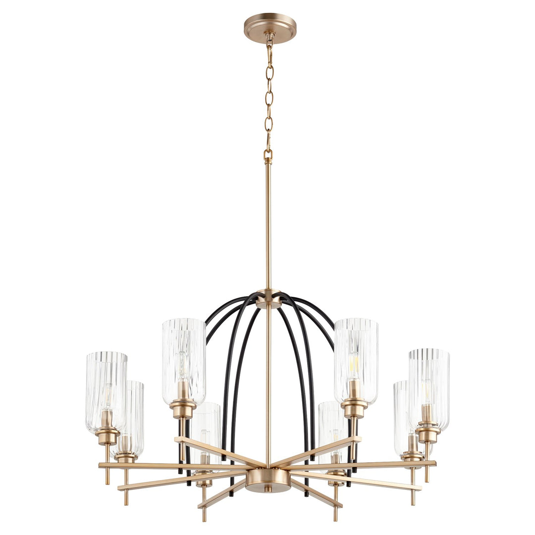 Espy 8Lt Chand - Textured Black/Aged Brass by Quorum