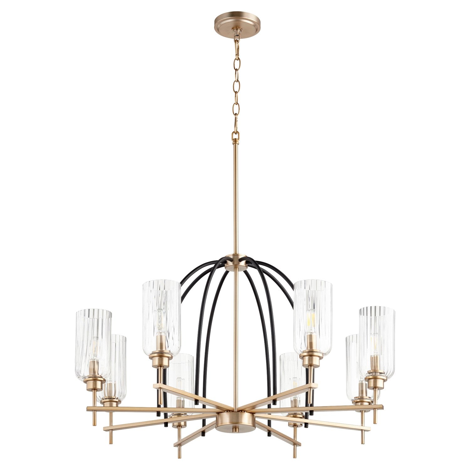 Espy 8Lt Chand - Textured Black/Aged Brass by Quorum