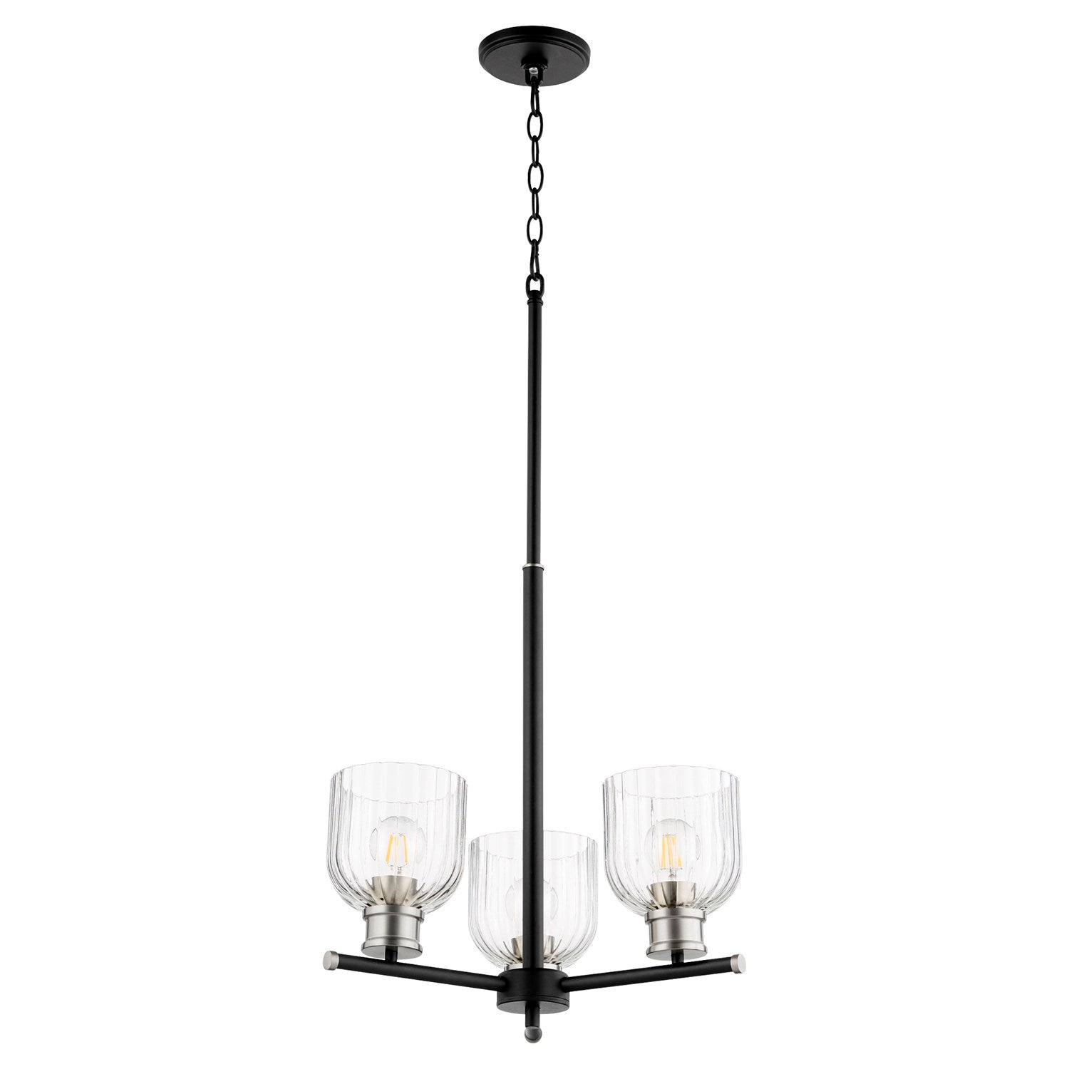 Monarch 3Lt Chnd -Textured Black/Satin Nickel by Quorum