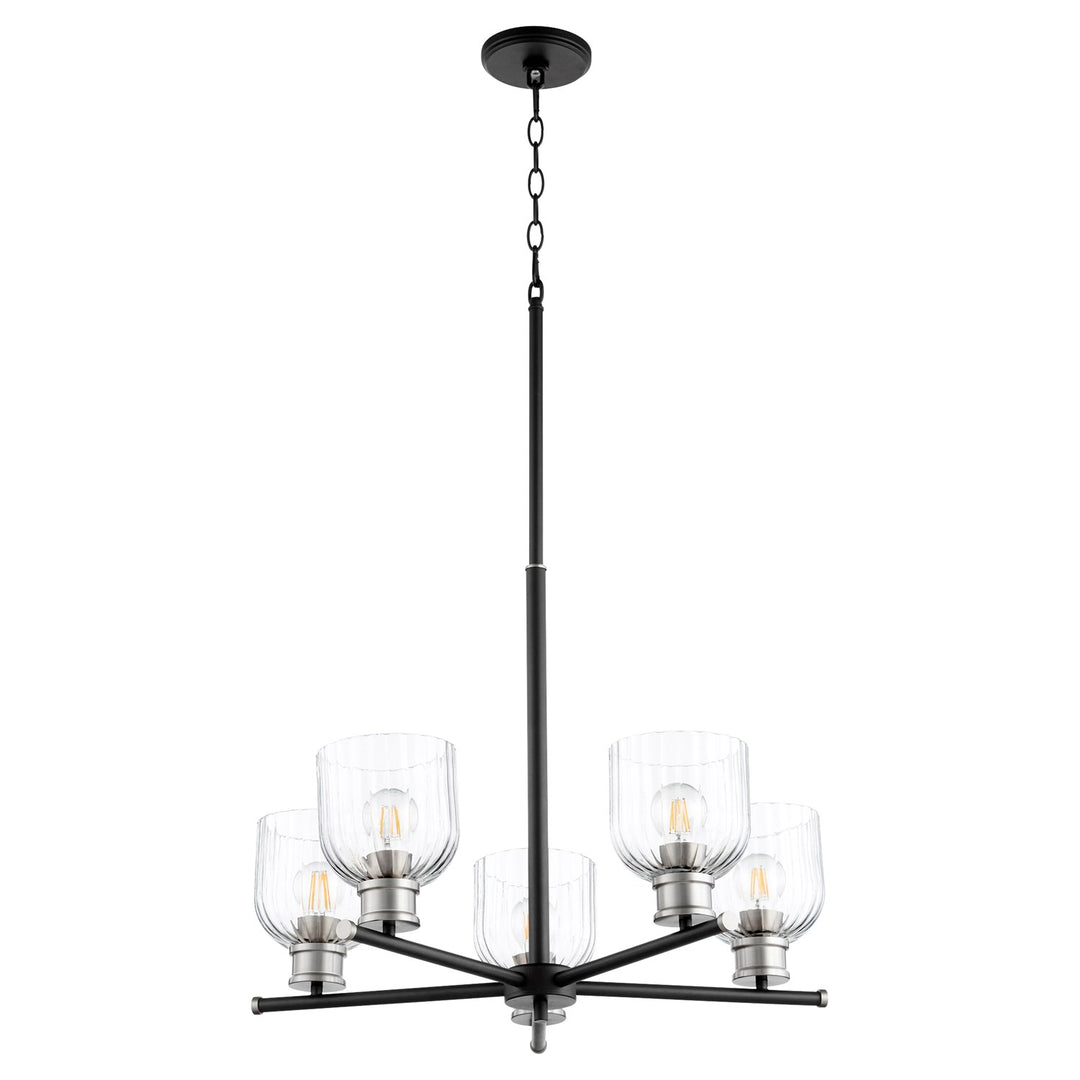 Monarch 5Lt Chnd -Textured Black/Satin Nickel by Quorum