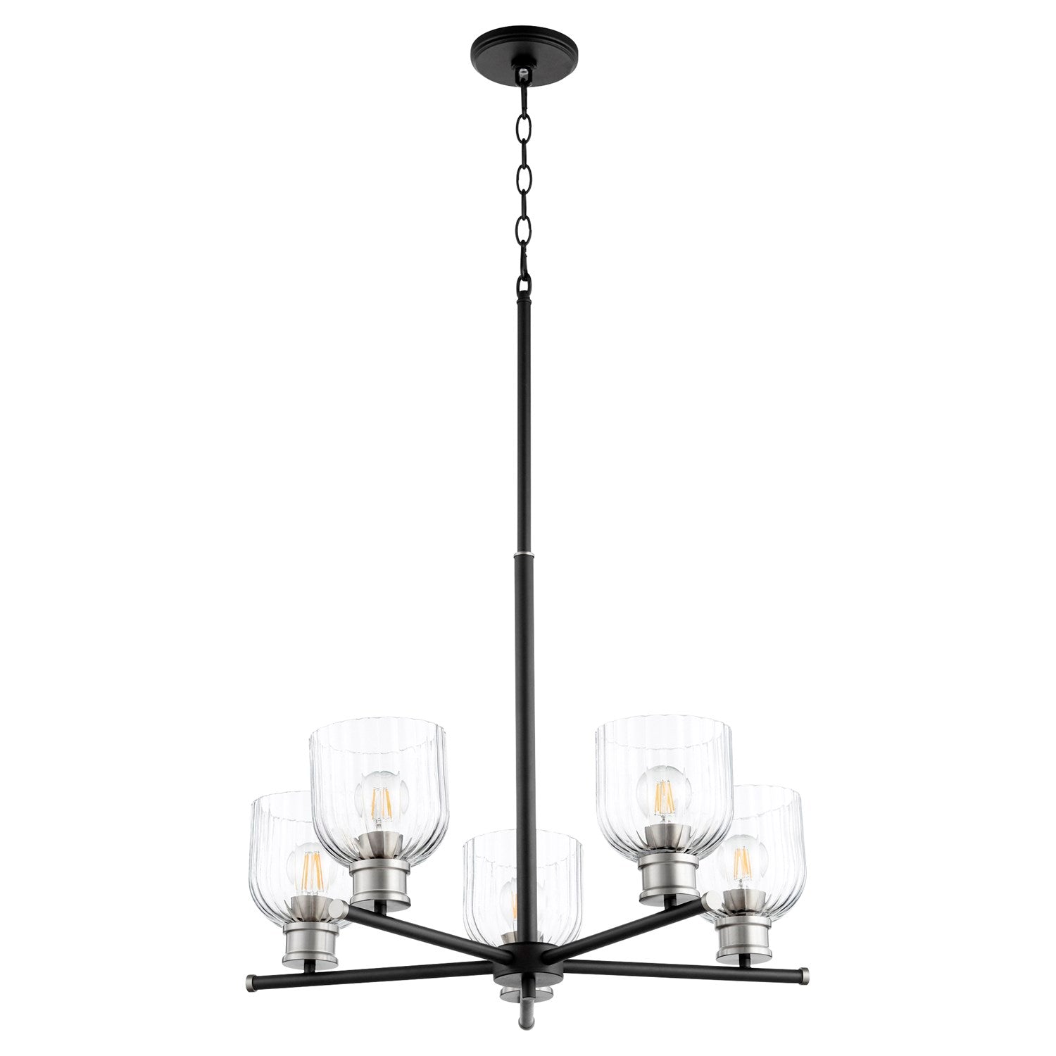 Monarch 5Lt Chnd -Textured Black/Satin Nickel by Quorum