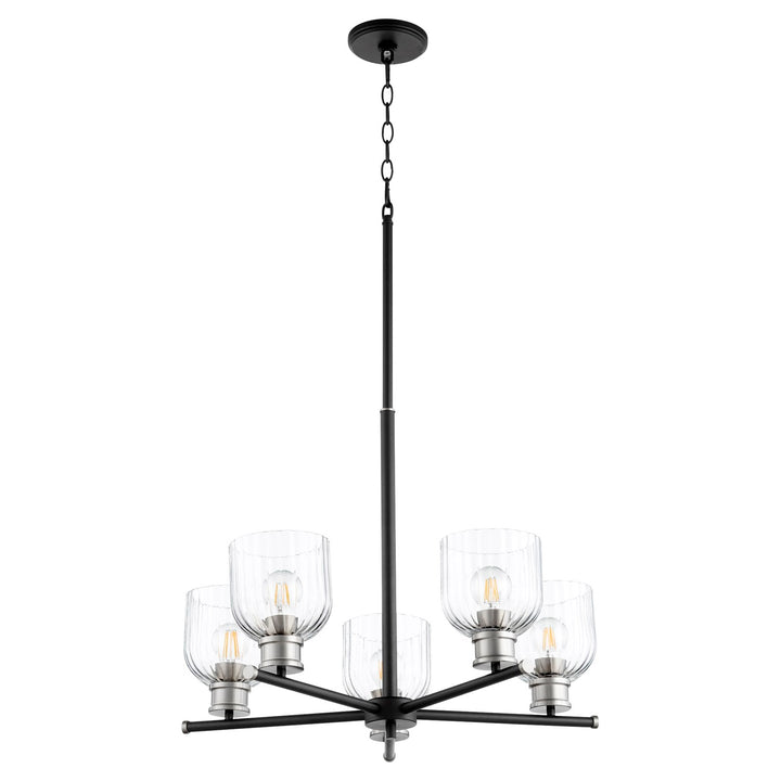 Monarch 5Lt Chnd -Textured Black/Satin Nickel by Quorum