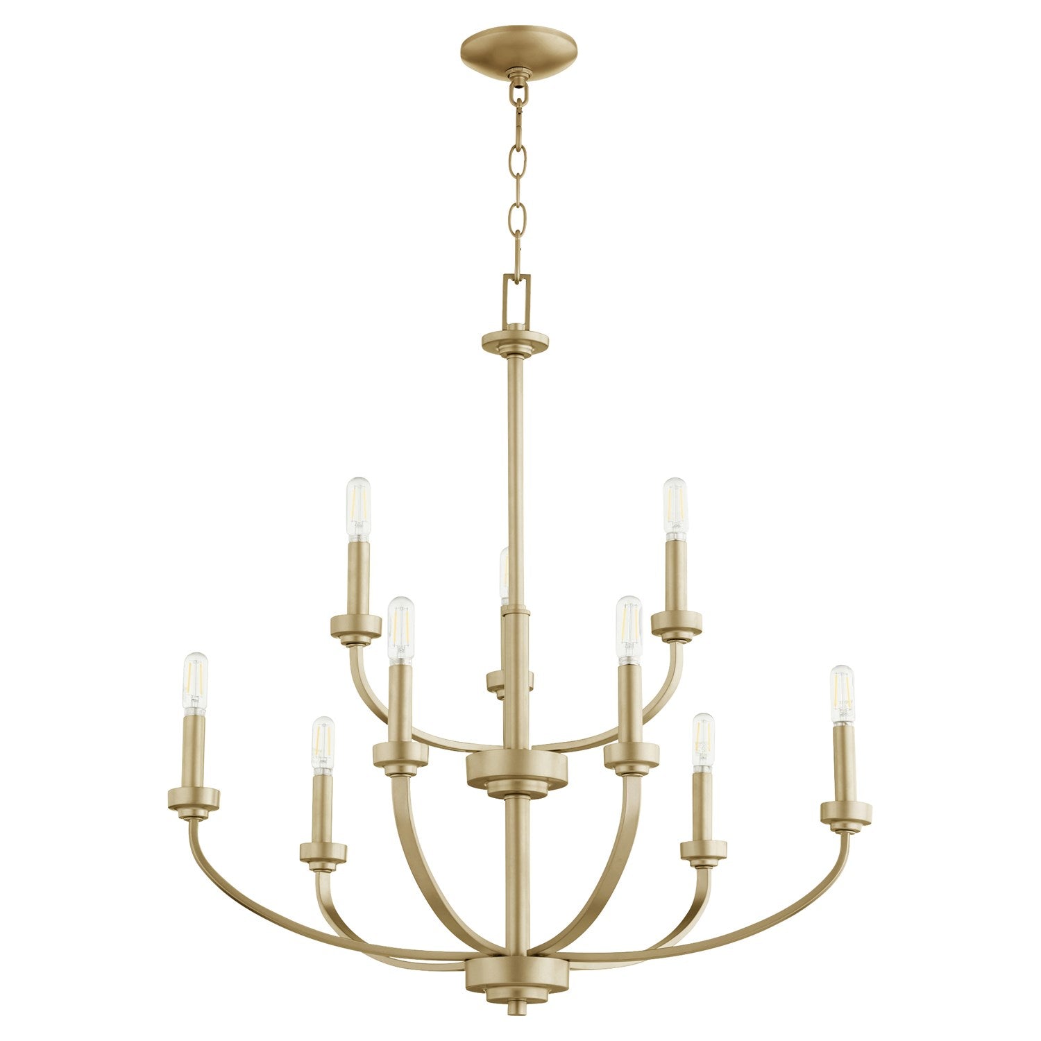 Reyes 9Lt Cand Chand -Aged Brass by Quorum