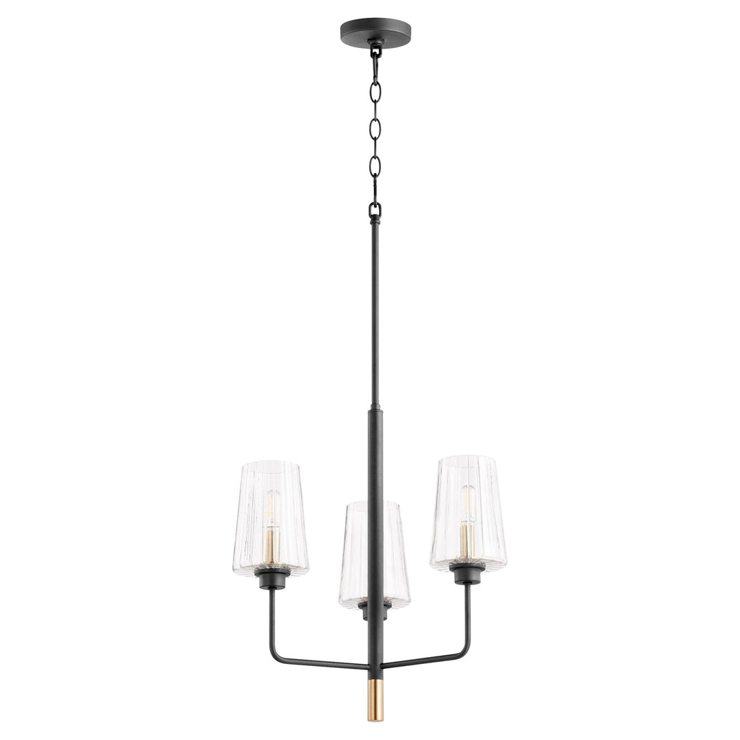 Dalia 3Lt Chand - Textured Black/Aged Brass by Quorum