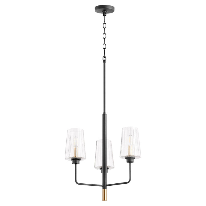 Dalia 3Lt Chand - Textured Black/Aged Brass by Quorum