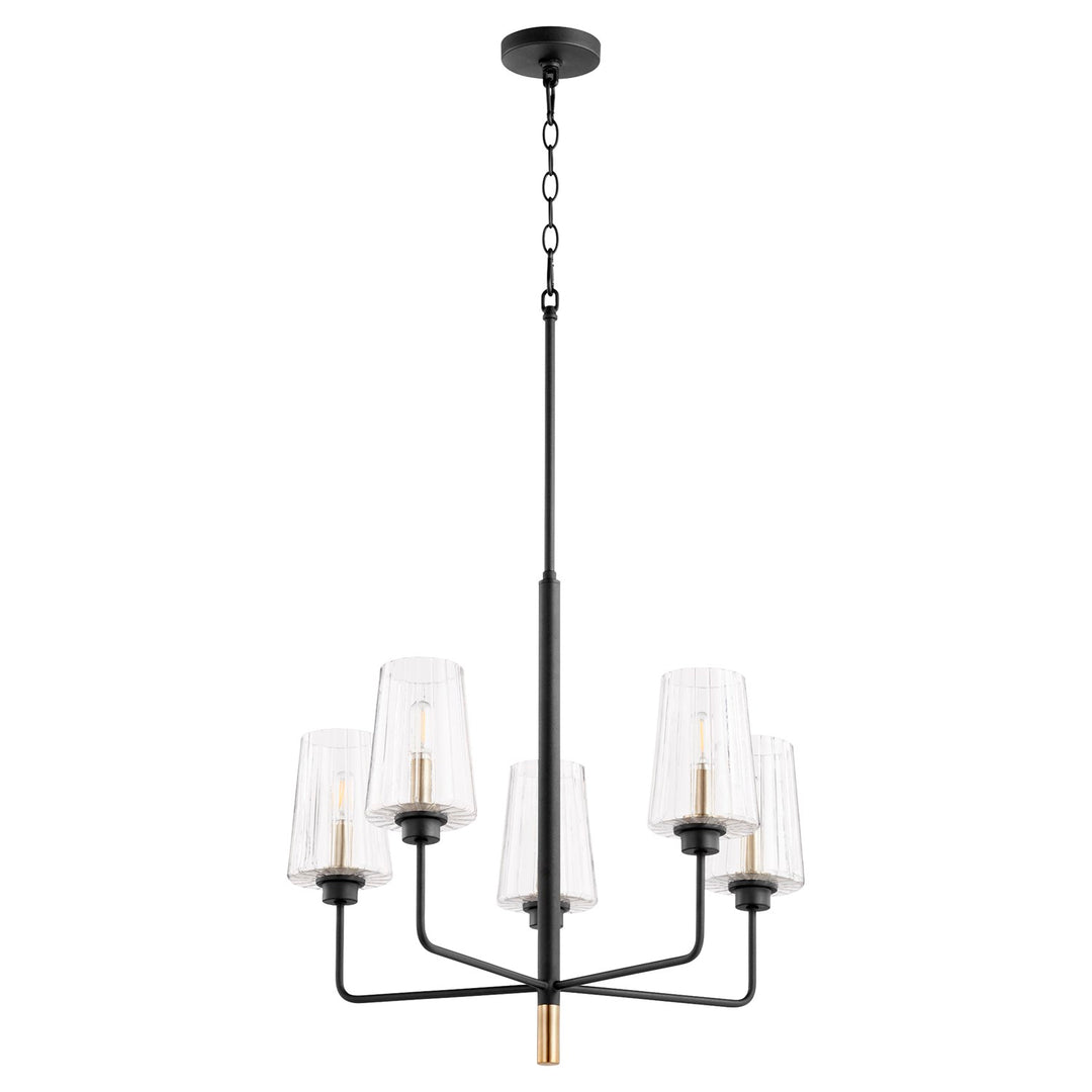Dalia 5Lt Chand - Textured Black/Aged Brass by Quorum