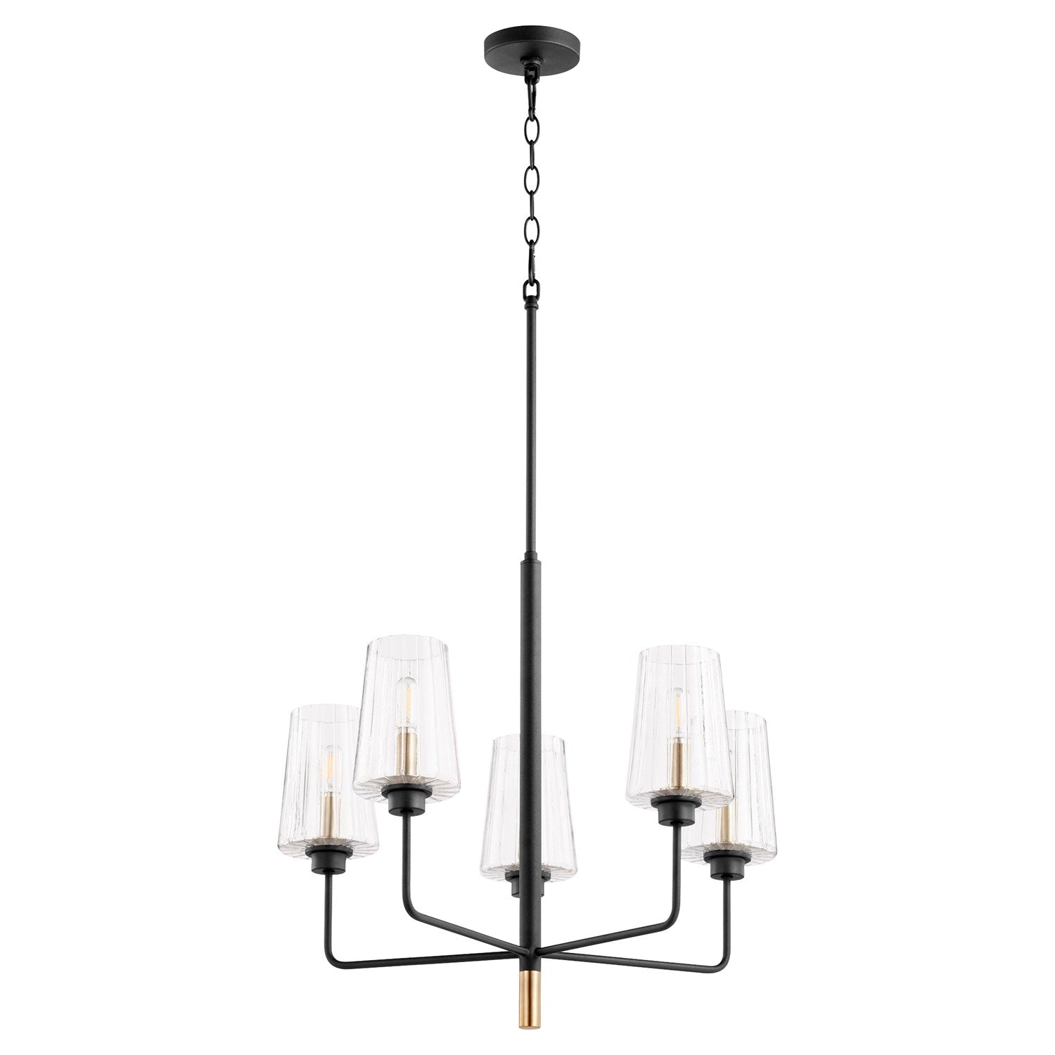 Dalia 5Lt Chand - Textured Black/Aged Brass by Quorum