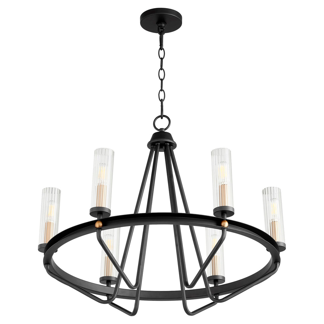 Empire 6Lt Chand -Textured Black/Aged Brass by Quorum