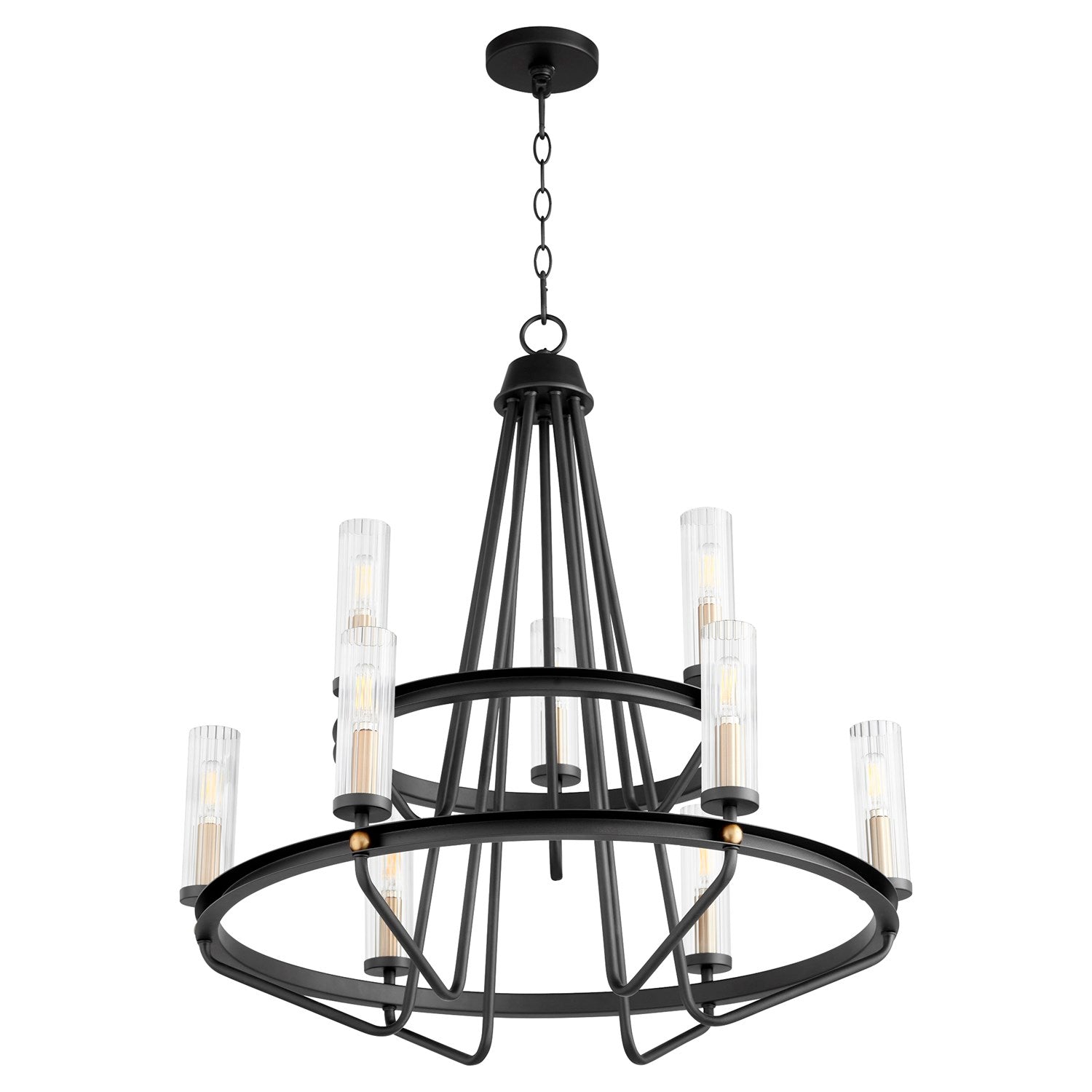 329-6980Empire 6+3 Chand -Textured Black/Aged Brass by Quorum