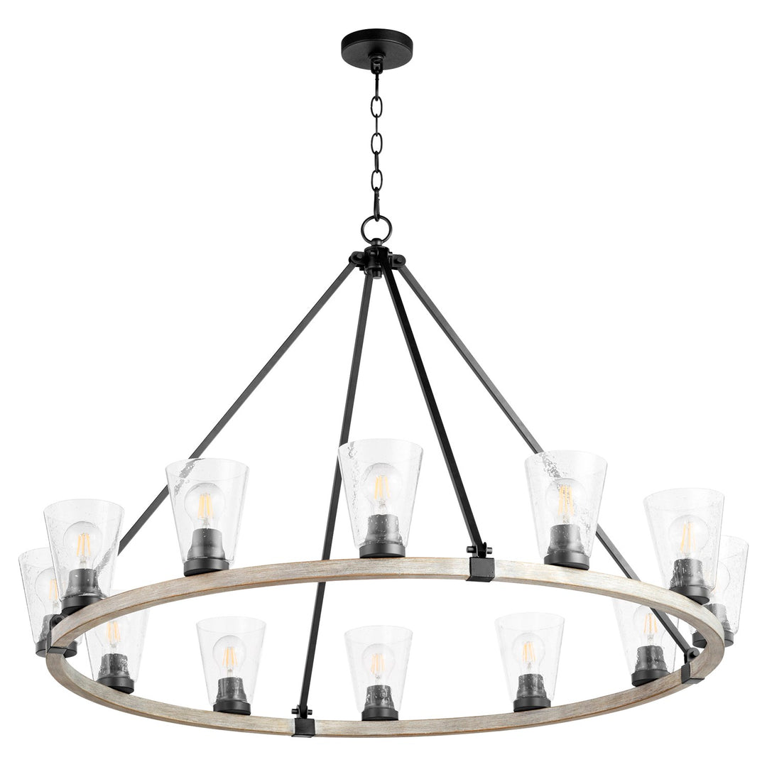Paxton 12Lt Gold Leafass - Textured Black/Wo by Quorum