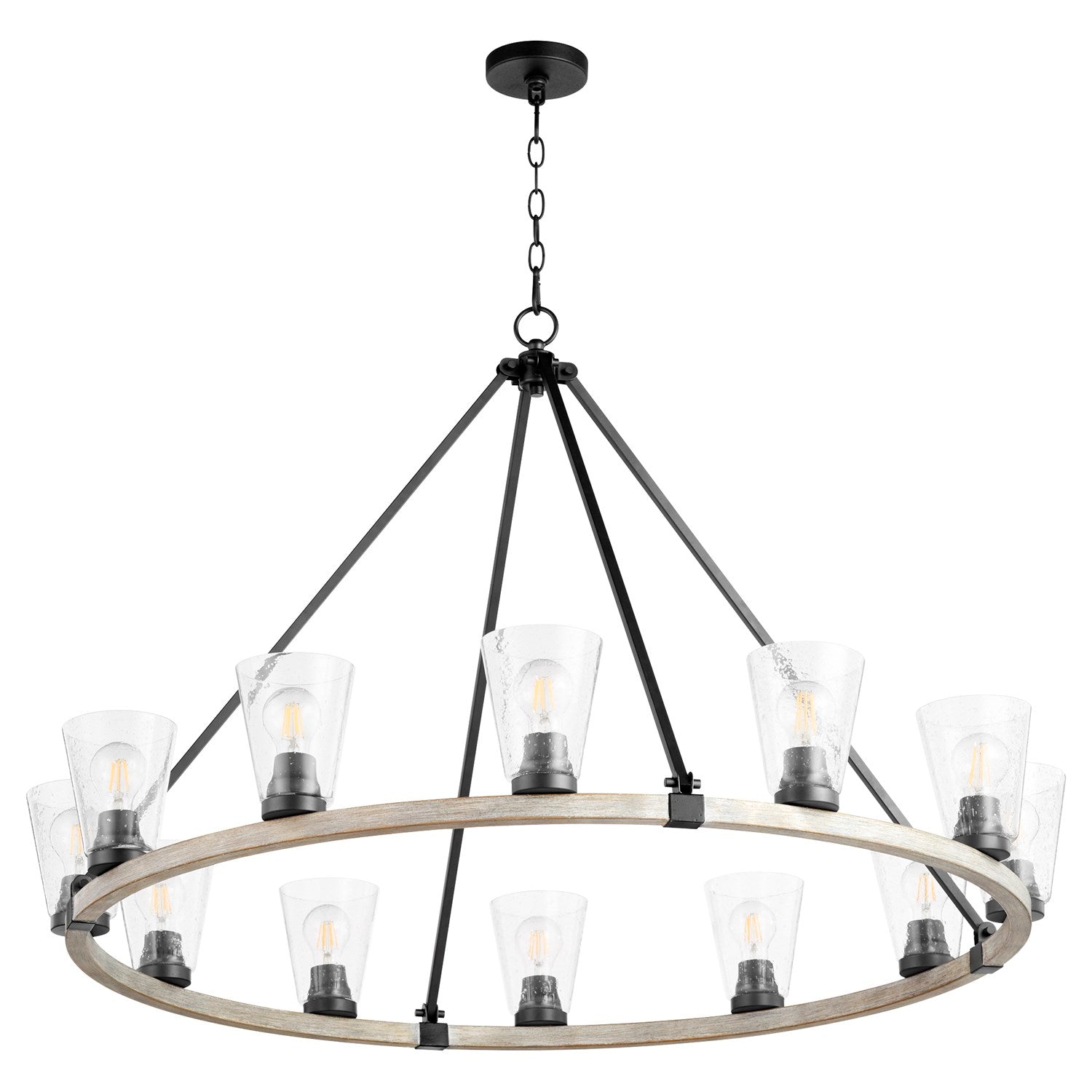 Paxton 12Lt Gold Leafass - Textured Black/Wo by Quorum