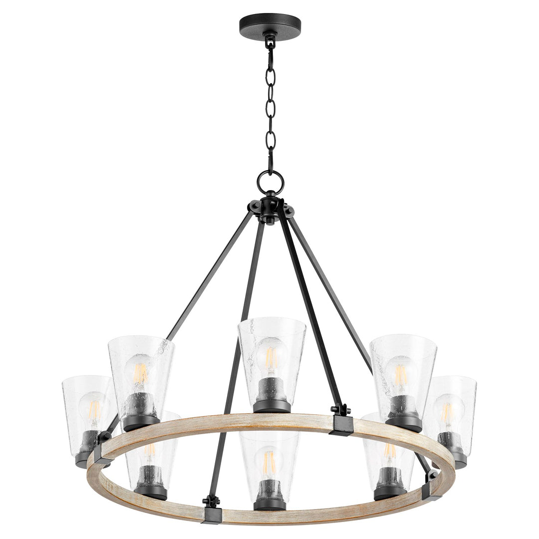 Paxton 8Lt Gold Leafass - Textured Black/Wo by Quorum