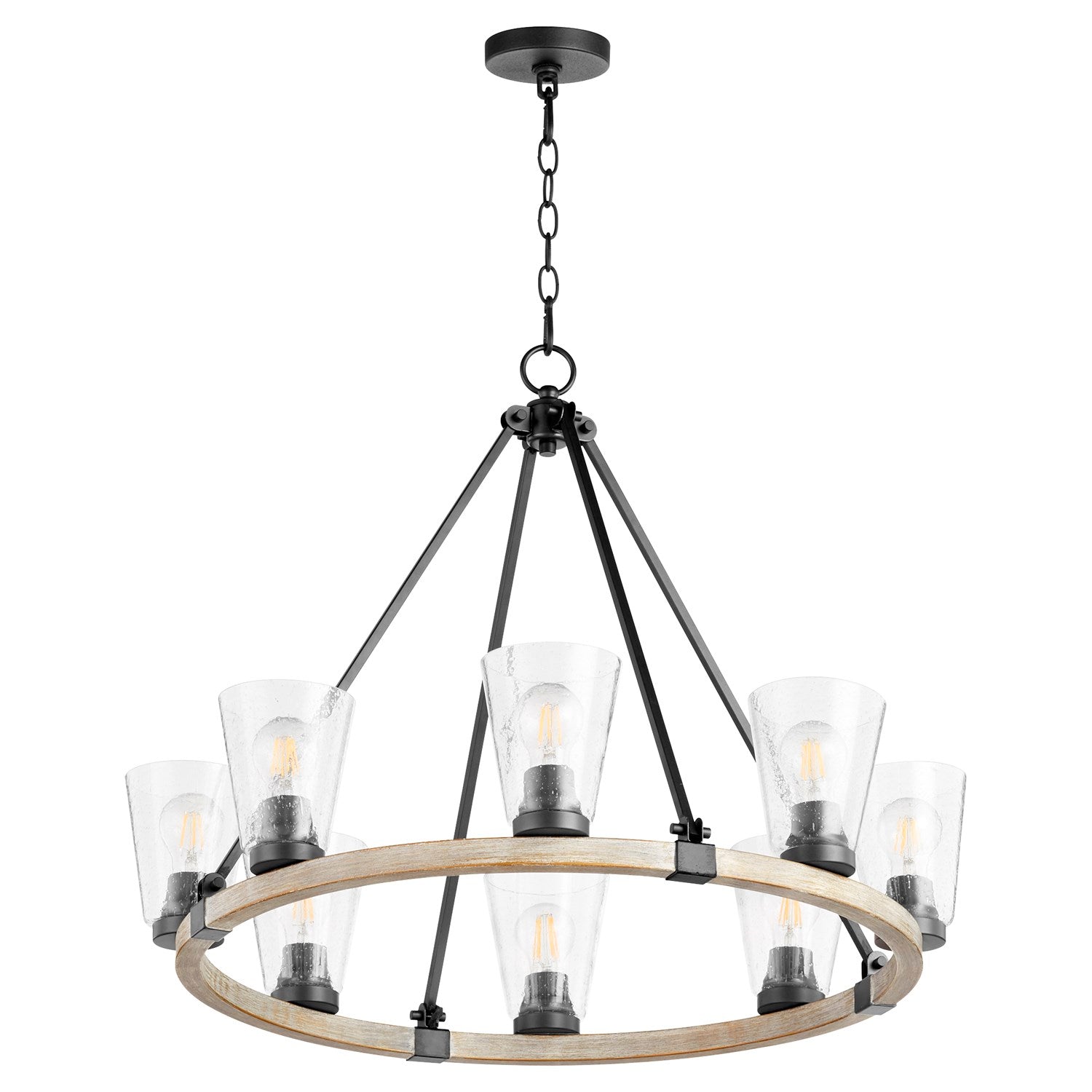 Paxton 8Lt Gold Leafass - Textured Black/Wo by Quorum