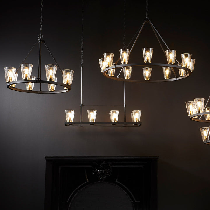 Paxton 8Lt Gold Leafass - Textured Black/Aged Brass