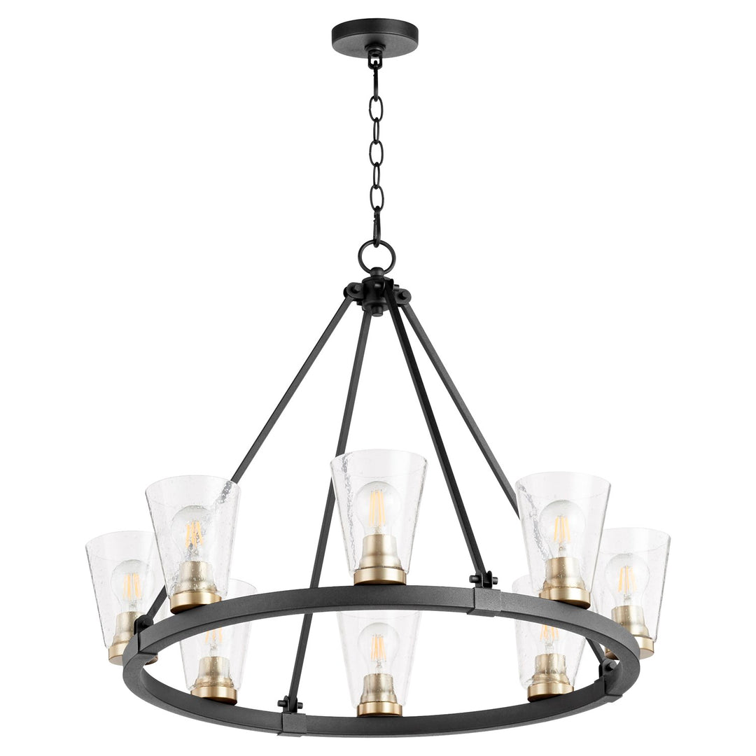 Paxton 8Lt Gold Leafass - Textured Black/Aged Brass