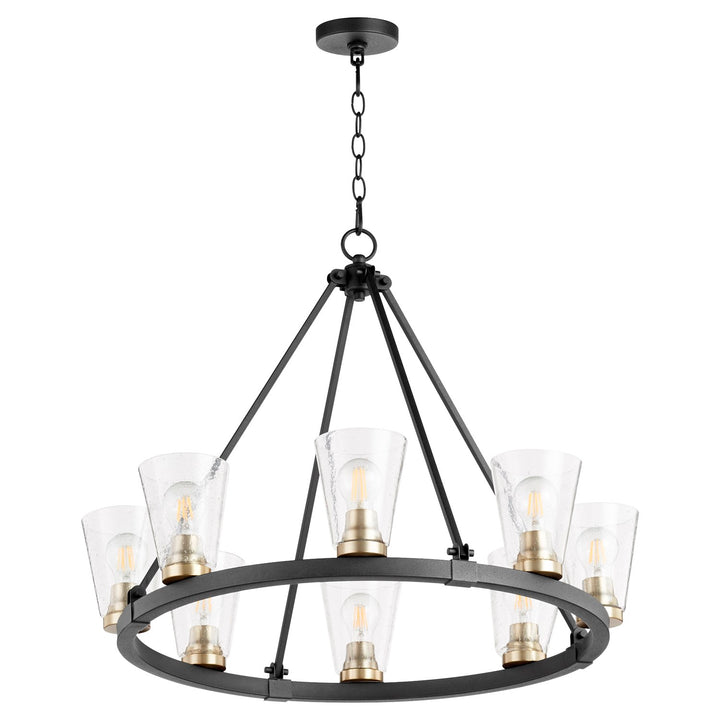 Paxton 8Lt Gold Leafass - Textured Black/Aged Brass