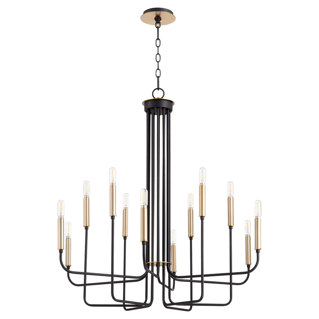 Hope 12Lt Chand - Textured Black/Aged Brass by Quorum