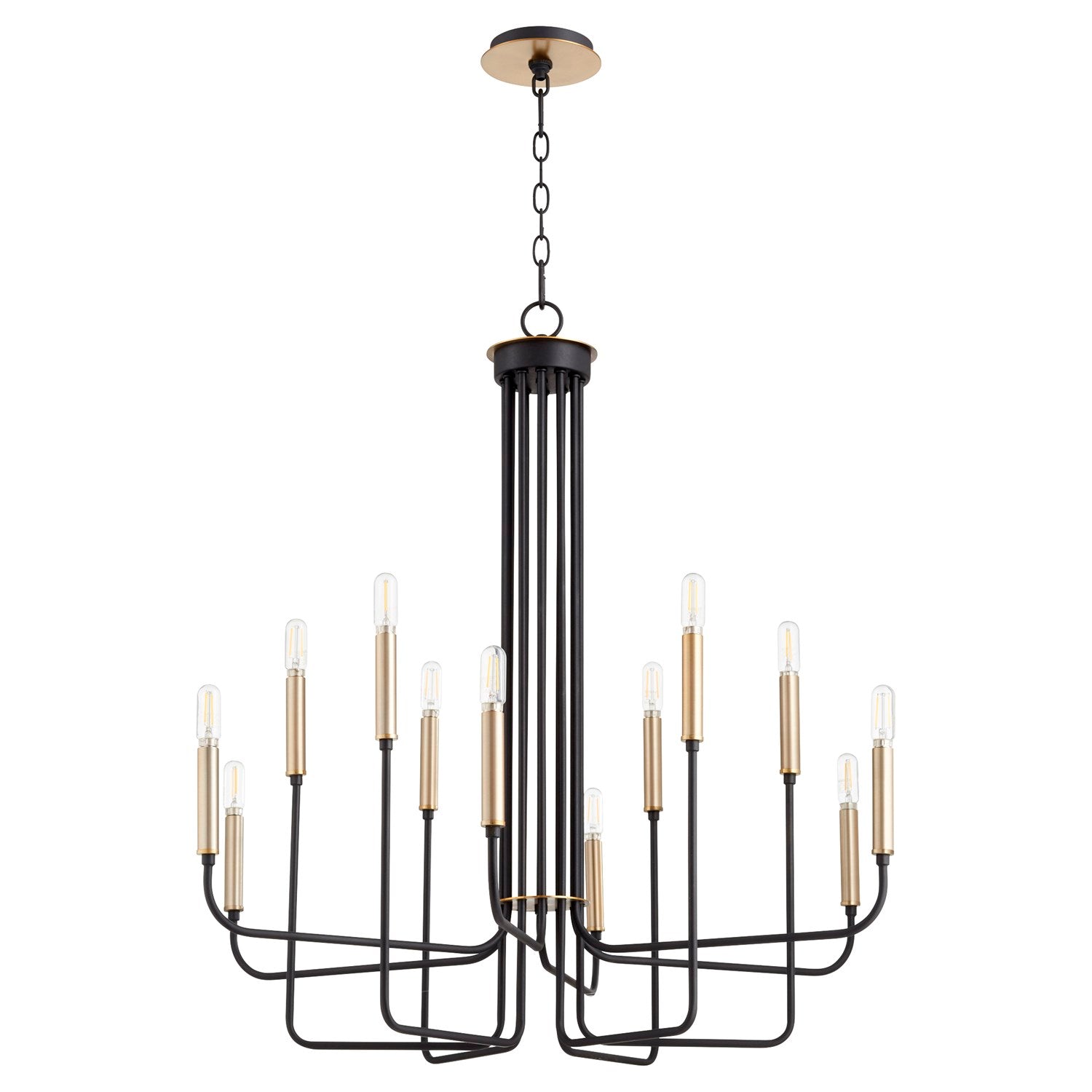 Hope 12Lt Chand - Textured Black/Aged Brass by Quorum