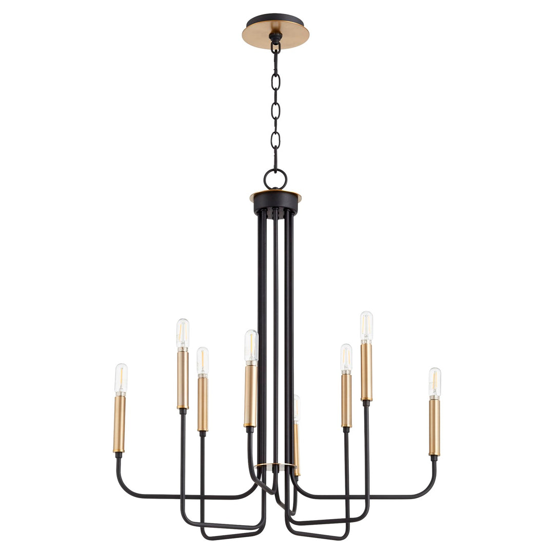 Hope 8Lt Chand - Textured Black/Aged Brass by Quorum