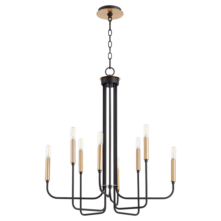 Hope 8Lt Chand - Textured Black/Aged Brass by Quorum