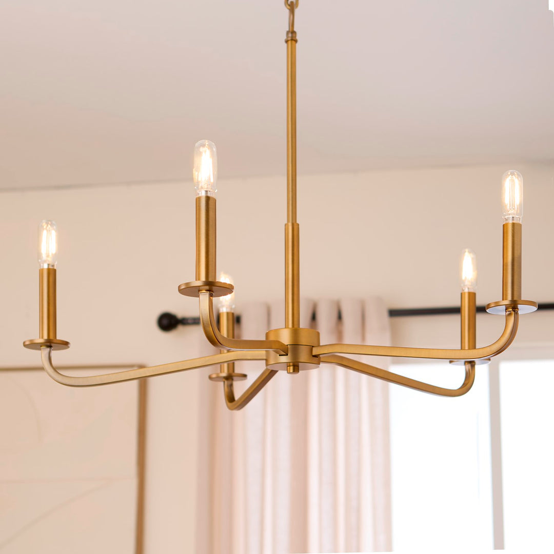 Rutherford 5Lt Chandelier - Brushed Brass