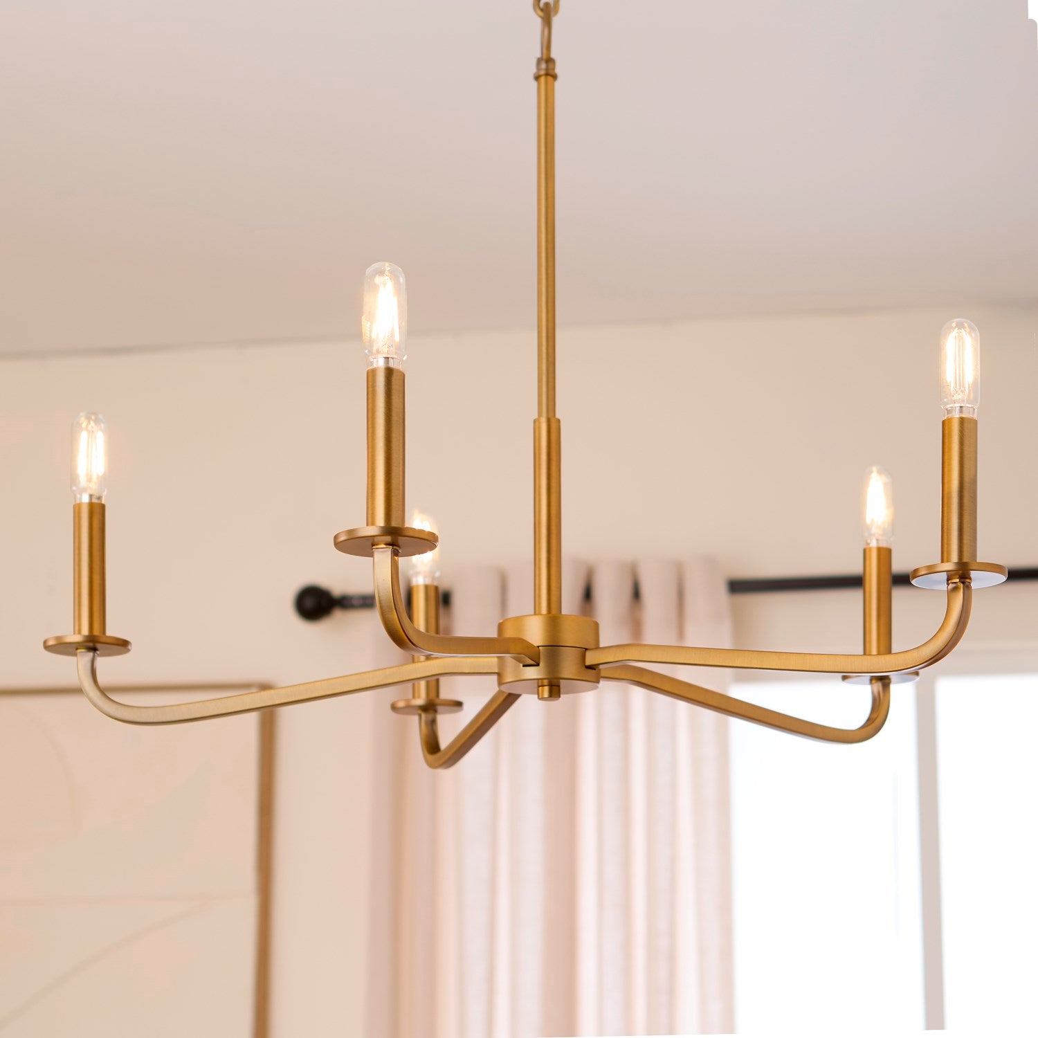 Rutherford 5Lt Chandelier - Brushed Brass