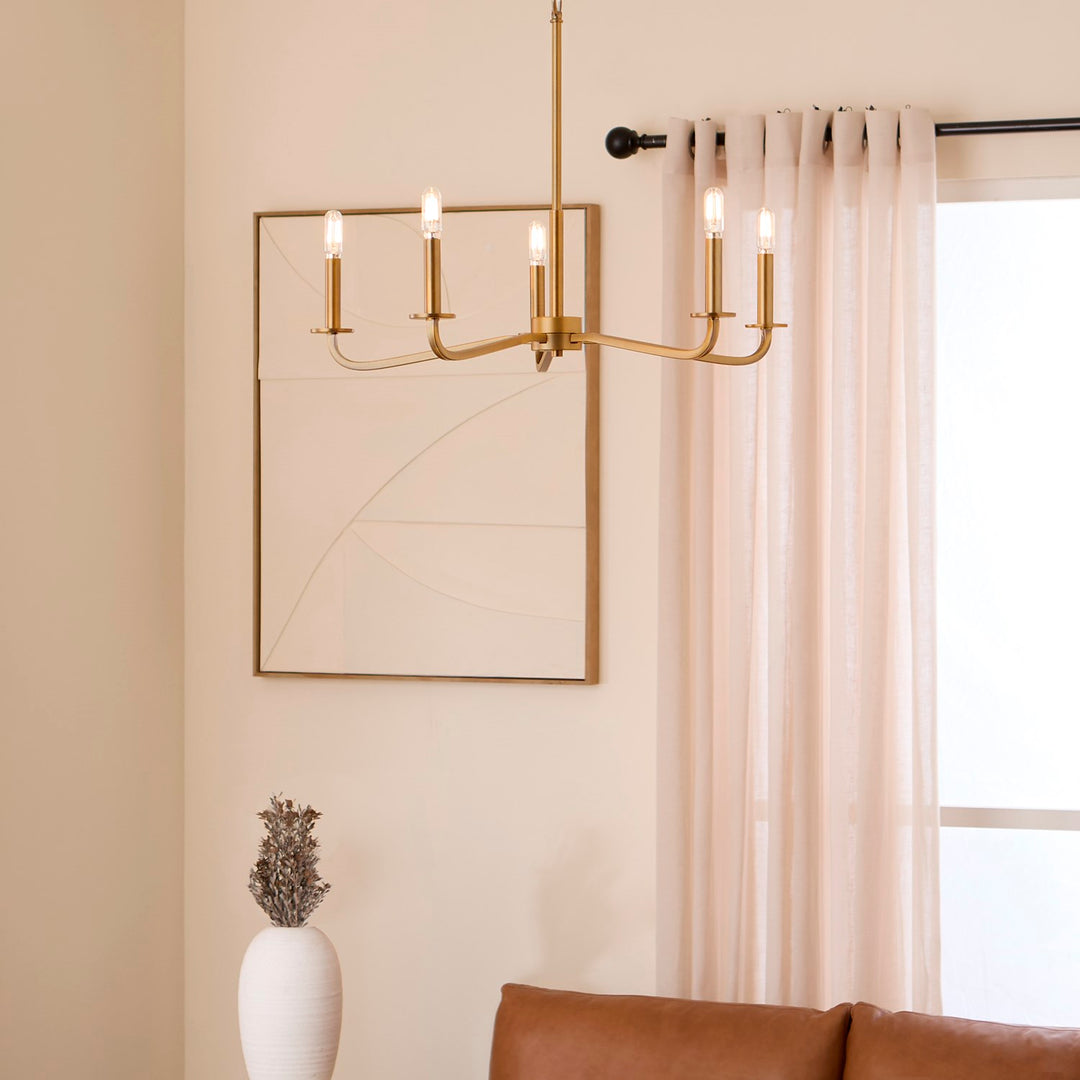Rutherford 5Lt Chandelier - Brushed Brass