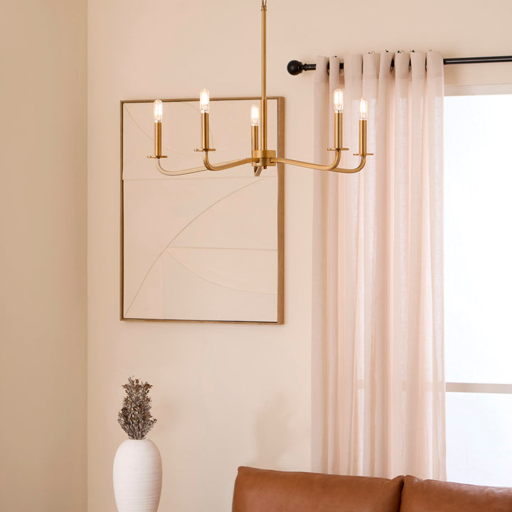 Rutherford 5Lt Chandelier - Brushed Brass