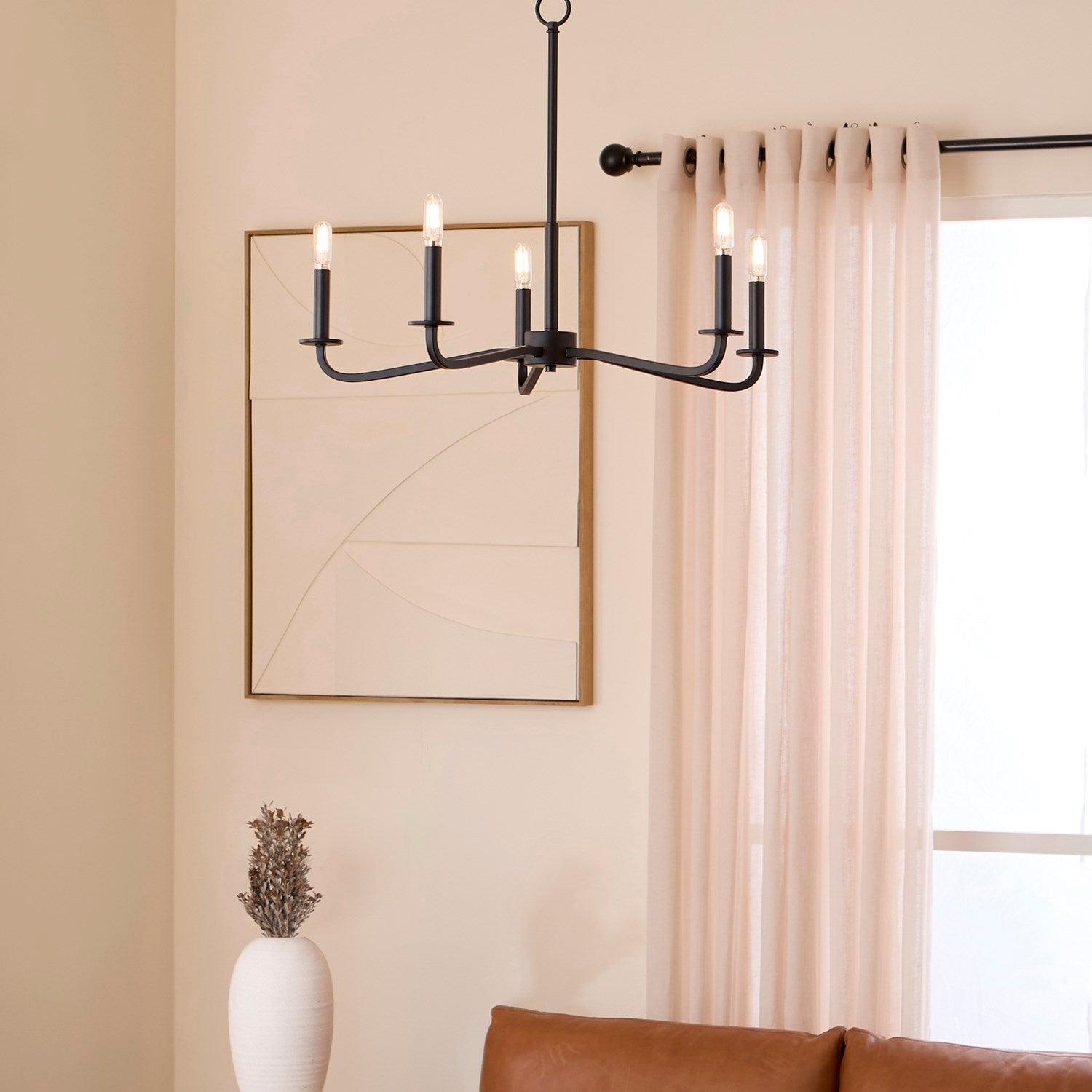 Rutherford 5Lt Chandelier - Matte Black