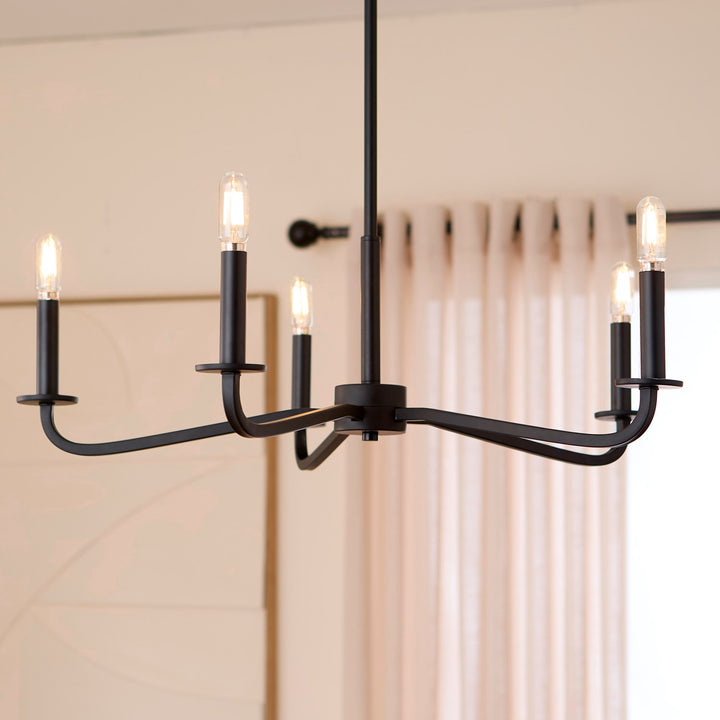 Rutherford 5Lt Chandelier - Matte Black
