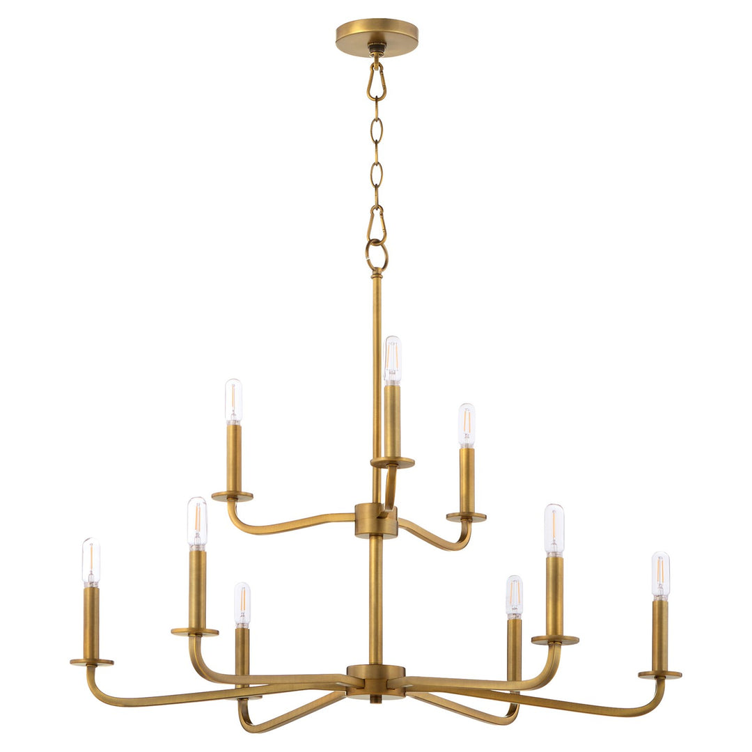 Rutherford 9Lt Chandelier - Brushed Brass by Quorum